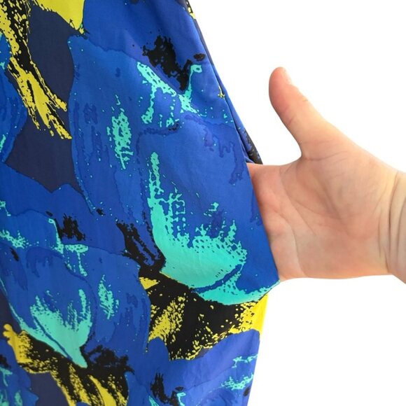 NWT Christopher John Rogers Womens Blue Floral Puff Sleeve Maxi Dress Size 14 - Picture 5 of 9